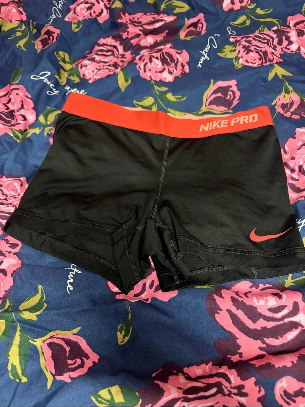 Nike Black Leggings with Coral Waistband